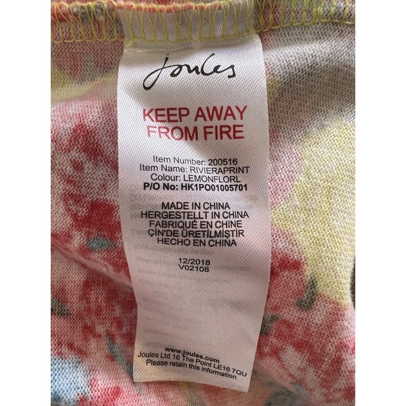 Joules Riviera Shift T-Shirt Dress Womens S 2 Floral Cotton Stretch Lemon Floral - Picture 7 of 8
